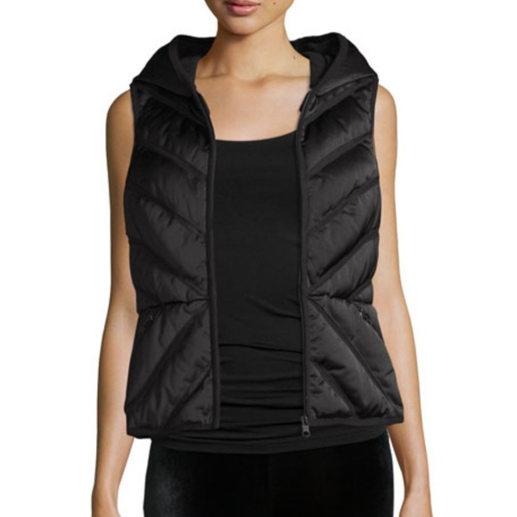 Blanc Noir Puffer Hooded Vest feather Down Size Small - Picture 6 of 8